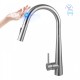 Euro Brushed Nickel Solid Brass Round Mixer Tap with Smart Touch and 360 Swivel and Pull Out for kitchen